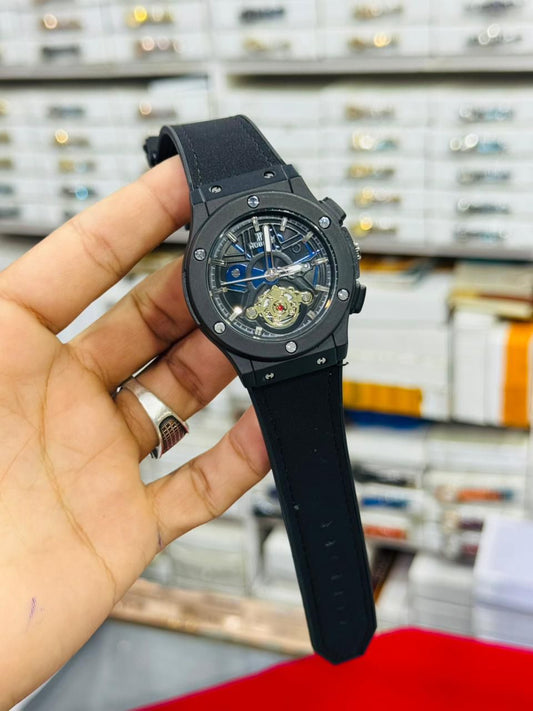 Luxury Automatic Mechanical Watch With Skeleton Dial - Black Strap