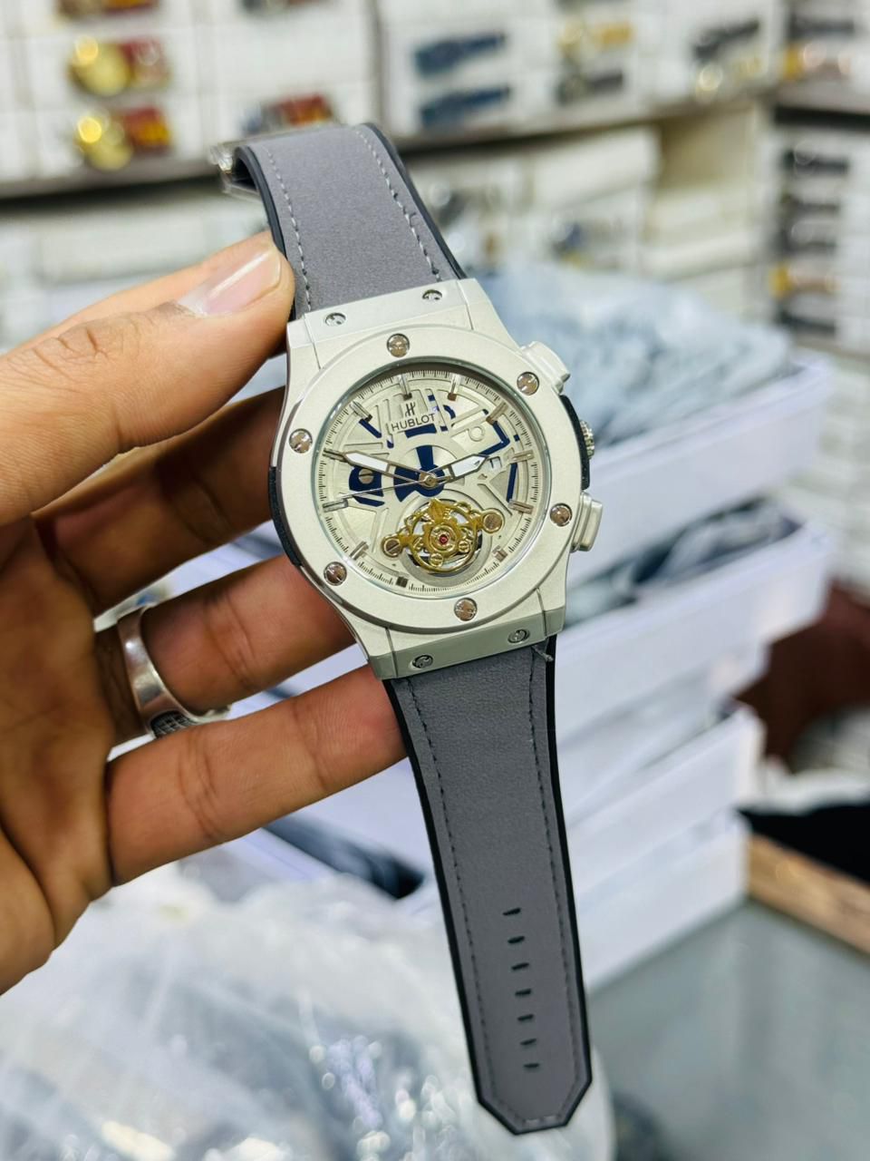 Luxury Automatic Mechanical Watch With Skeleton Dial - Black Strap