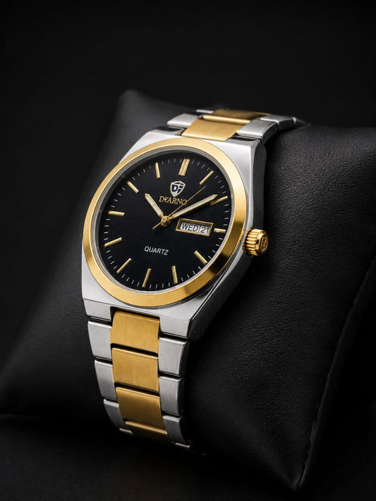 Dearno Premium Quartz Men's Watch Day And Date Display - Timepiece Designed For Wristwear And Daily Timekeeping Routine - Black Dial