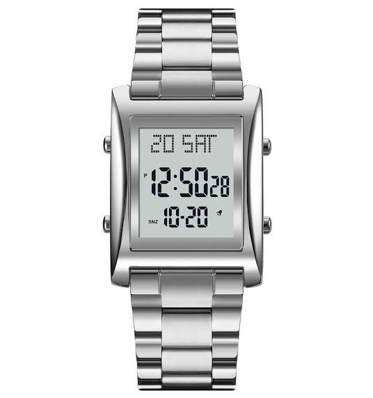 Skmei Men’s Digital Square Watch – Stainless Steel Chain, Quartz Movement, Without box - Golden