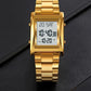Skmei Men’s Digital Square Watch – Stainless Steel Chain, Quartz Movement, Without box - Golden
