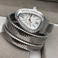 Triple‑Wrap Snake Watch | Diamond‑Set Bezel | Luxury Fashion Accessory - Golden