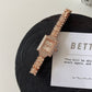 Elegance Imported Korean Shape Trending Leaf Watch for Women - Black