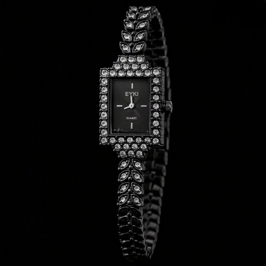 Elegance Imported Korean Shape Trending Leaf Watch for Women - Black