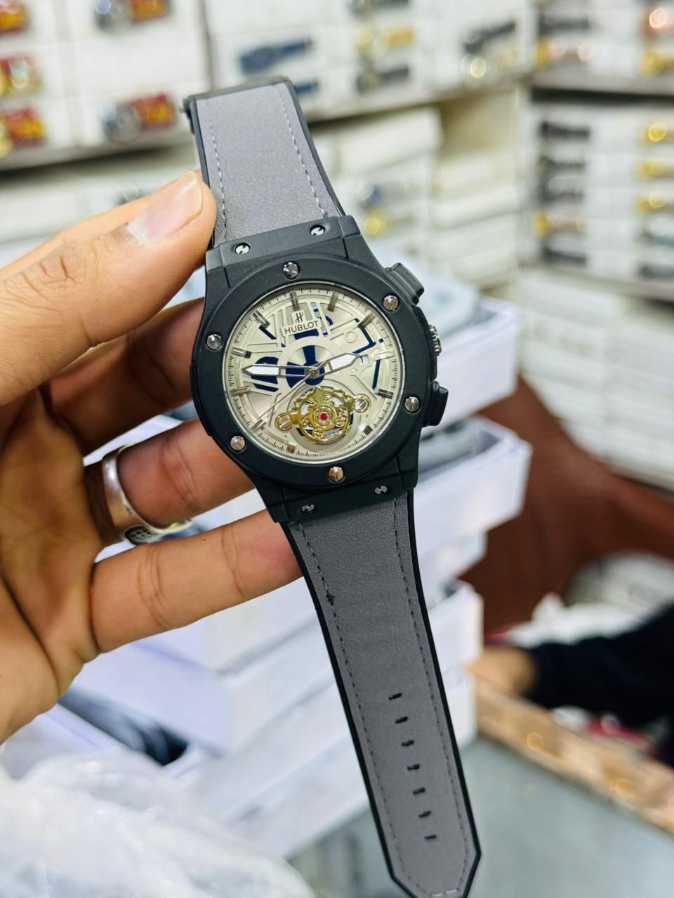 Luxury Automatic Mechanical Watch With Skeleton Dial - Black Strap