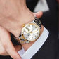 Premium Two-Tone Quartz Watch - Silver & Golden Chain