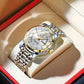 Premium Two-Tone Quartz Watch - Silver & Golden Chain