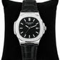Patek Philippe Inspired Leather Strap Watch - Timepiece Accessory Designed For Wrist Timekeeping And Daily Fashion Routine - black strap