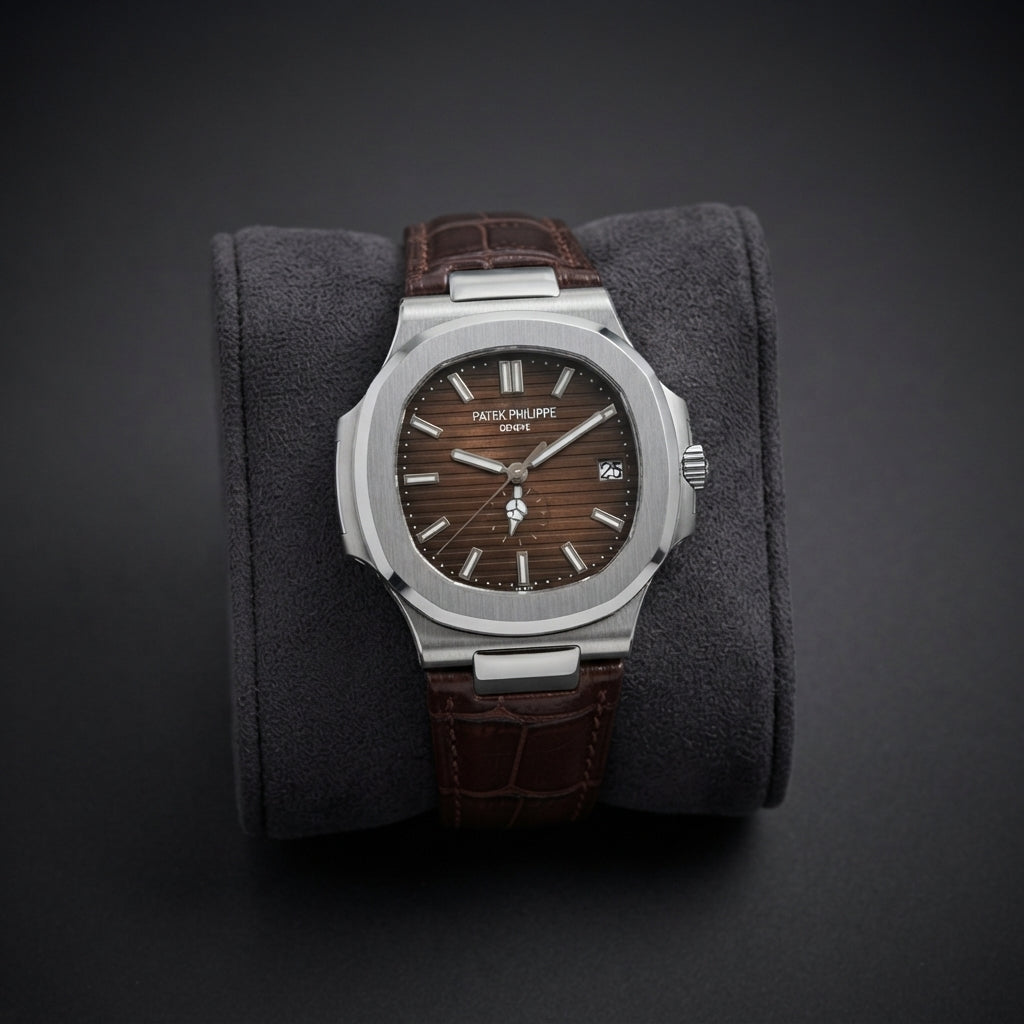 Patek Philippe Inspired Leather Strap Watch - Timepiece Accessory Designed For Wrist Timekeeping And Daily Fashion Routine - black strap